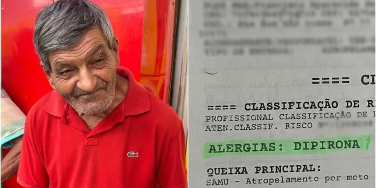 Idoso com alergia à dipirona morre no HPS; família mostra prontuário com prescrição e aplicação do remédio mesmo com alerta